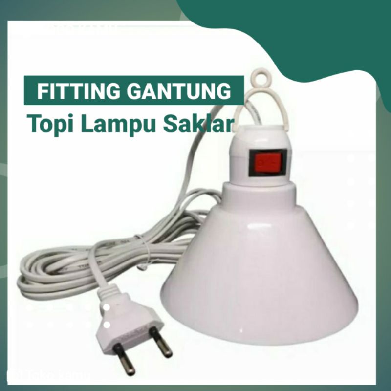 Fitting Gantung Topi Lampu Saklar On Off Kabel 5 Meter Lamp Holder