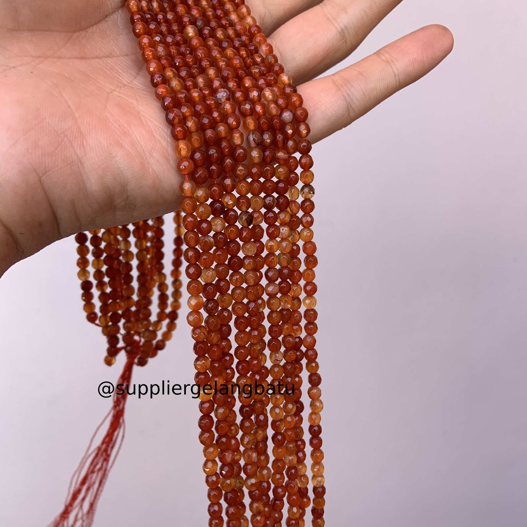 Batu Carnelian Orange 4mm CUTTING natural oren bahan premium alam