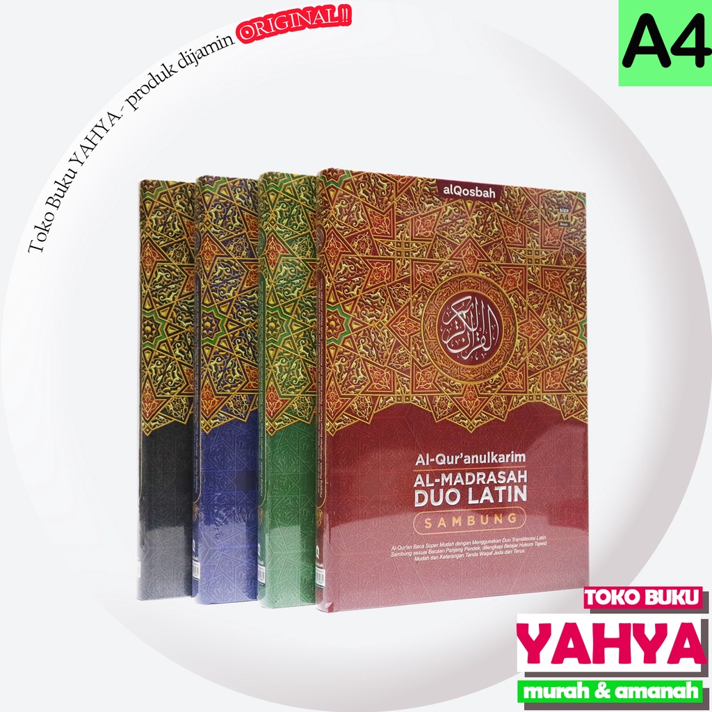 BISA CETAK NAMA - Al-Quran Duo Latin Sambung A4 HC Al-Madrasah Duo Latin Sambung ASLI DuoLatin Sambu