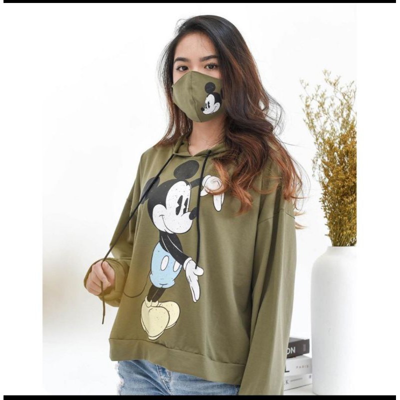 Mickey sweater sweater dan masker fashion remaja