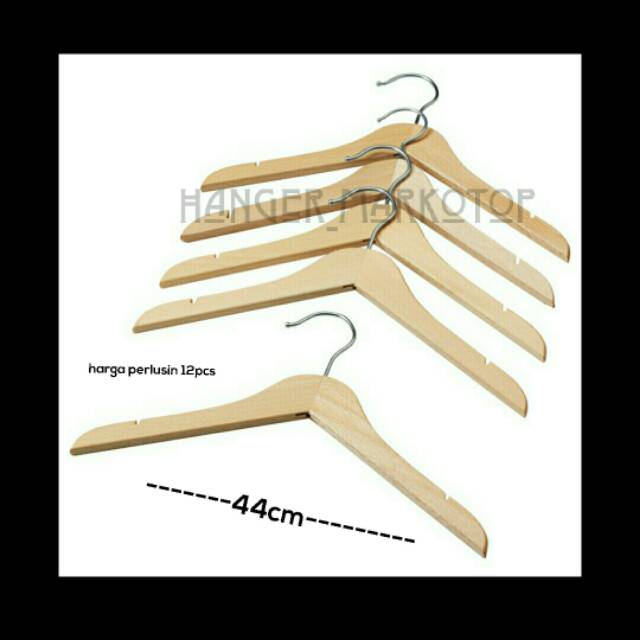 Hanger kayu dewasa (wood)warna natural/ 1 lusin ( isi 12pcs)