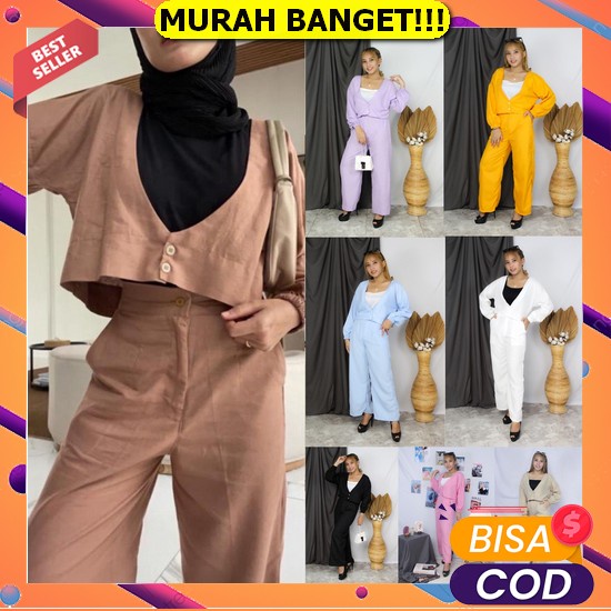 4135 Knowing Blazer N Dress 2Pcs Set (Dress + Blazer) | Rijek Bahan | Baju Setelan Wanita Import Kek