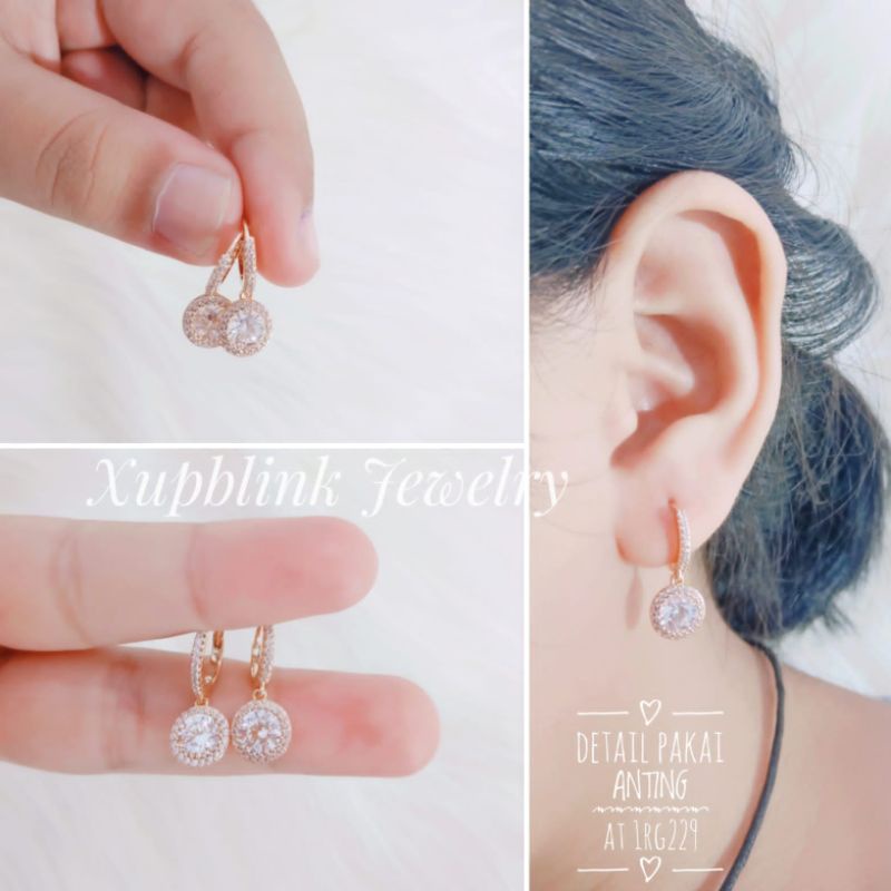 Anting Klip Titanium Permata Solitaire Korea Style Super Mewah