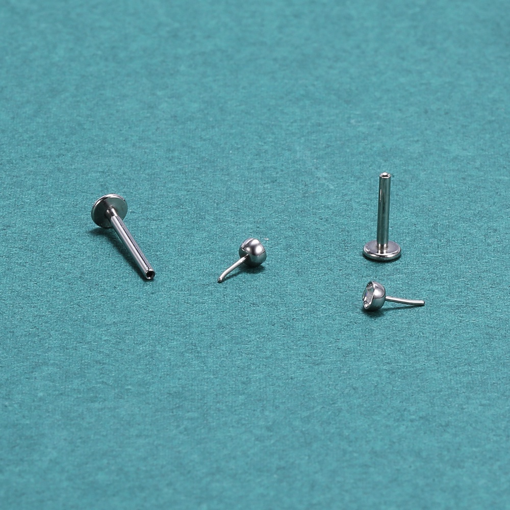 12pcs / lot Anting Tindik Bibir / Tulang Rawan Telinga 16G Bahan Stainless Steel Hias Kristal