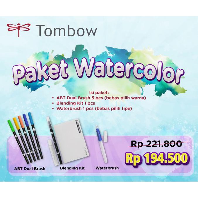 

(PERALATAN MENGGAMBAR) PAKET WATERCOLOR TOMBOW TERBARU