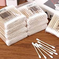 cutton bud 100pcs 2 sisi - rustic coklat plastik - soft kapas halus