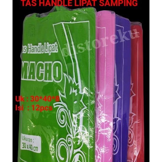 12pcs TAS KAIN HANDLE LIPAT SAMPING GOODIEBAG GASSET WOVEN SPUNBOND TALI 30x40