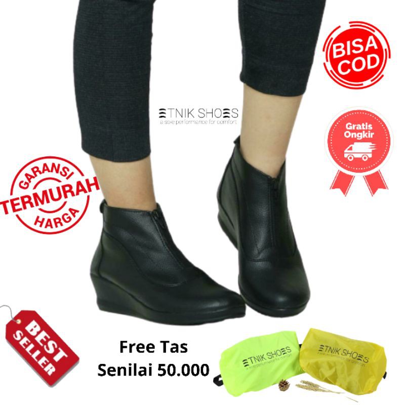 Boots Kerja Wanita / Boots Wedges Erina Premium Quality By Etnik Shoes