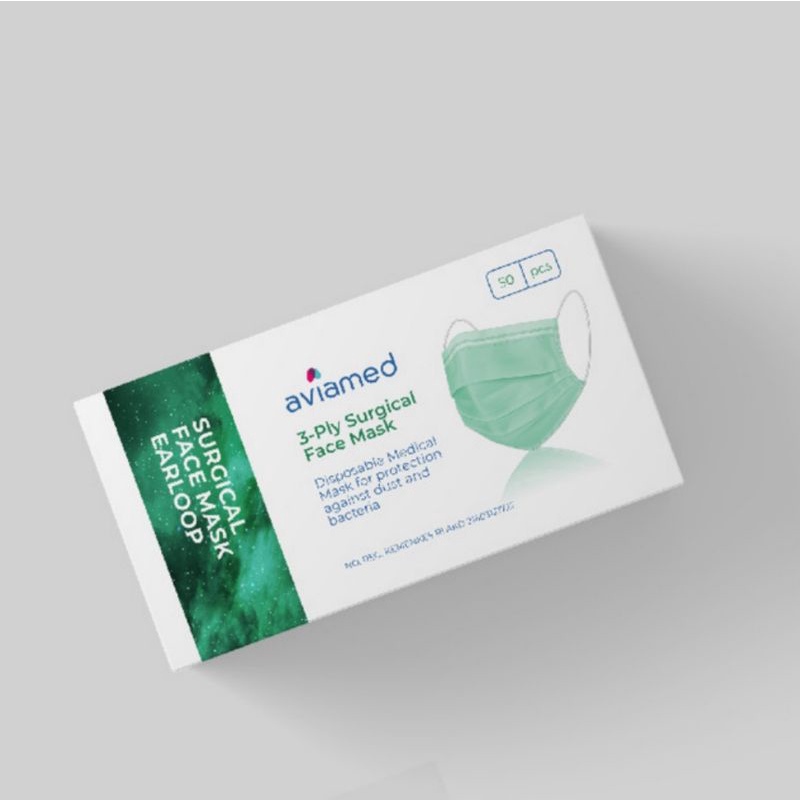 Masker aviamed 3ply medis New Packaging box 50 pcs