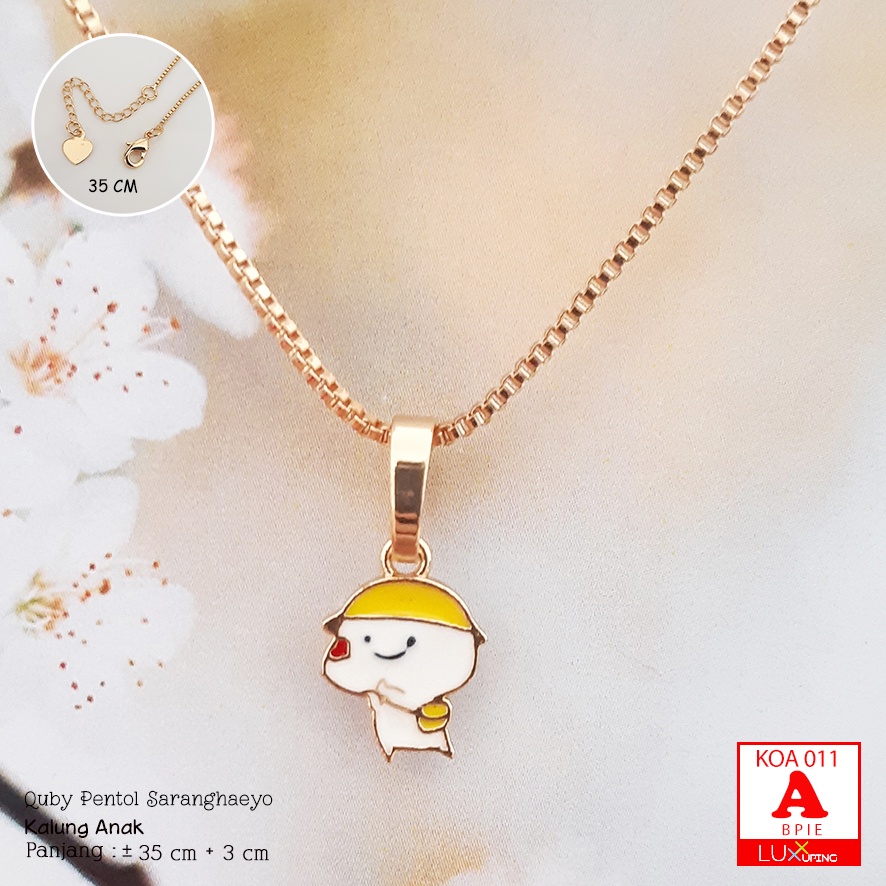 KOA 011 Kalung Anak Lucu Cat Enamel Perhiasan Anak Kalung Lapis Emas Imitasi Aksesoris Quby Pentol Lucu Kalung Anak Pendek 35 cm Aksesoris Anak Luxx Xuping