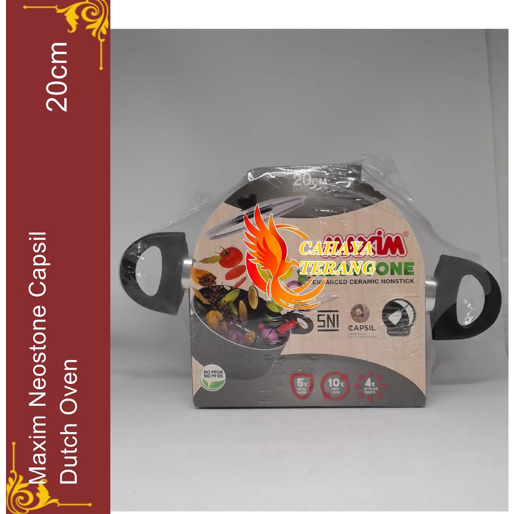 Maxim Panci Neostone Marble Ceramic Dutch Oven 20 cm Tutup Kaca Maxim  Original / Panci Keramik Tutu