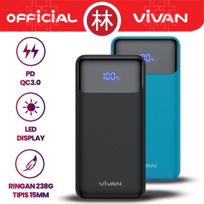 Vivan VPB-X10 10000mAh 20W Two-Way Quick Charge LED Powerbank PD QC3.0