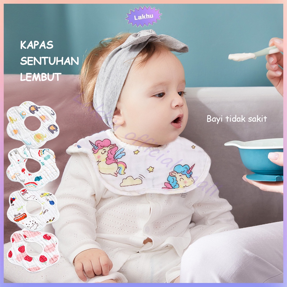 Lakhu slaber bayi /baby bibs katun celemek bayi 100% katun