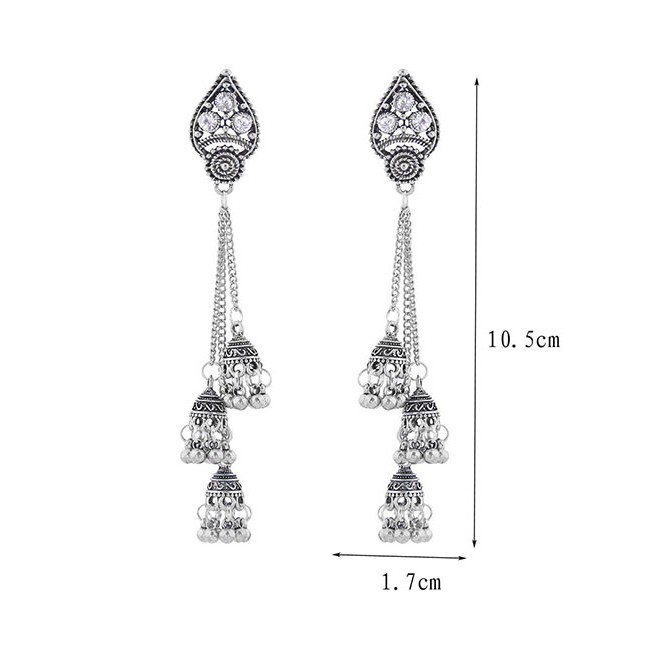 LRC Anting Tusuk Fashion Geometric Modeling Bell Drop Ear Studs A59651