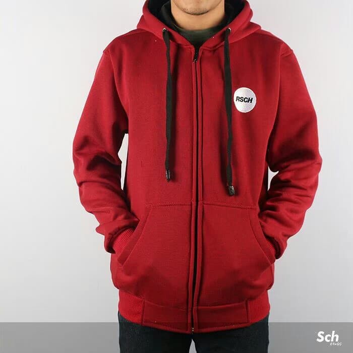 TURUN HARGA ! Jaket Distro Pria Zipper Hoodie RSCH Premium Murah - Jaket Rsch - Jaket Hoodie-RSCH MAROON