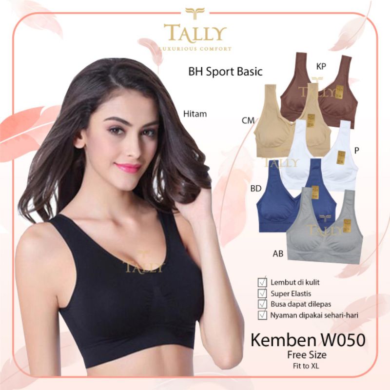 TALLY Bra Tanpa Kawat Bahan Rajut Busa Tipis Cup B/C Sport Bra Miniset Harian