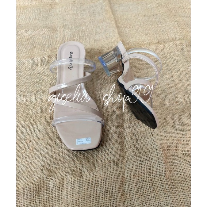 GISELIA&gt;&gt;SANDAL HAK KACA WANITA/SANDAL HEEL WANITA 5CM/ AS  MAWAR