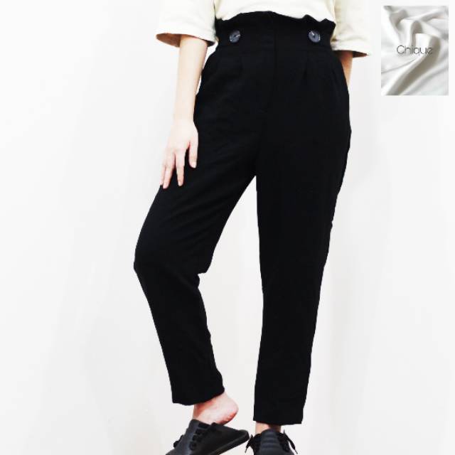 Celana Wanita H*M High Waist Paper-Bag Pants
Black Original Murah
