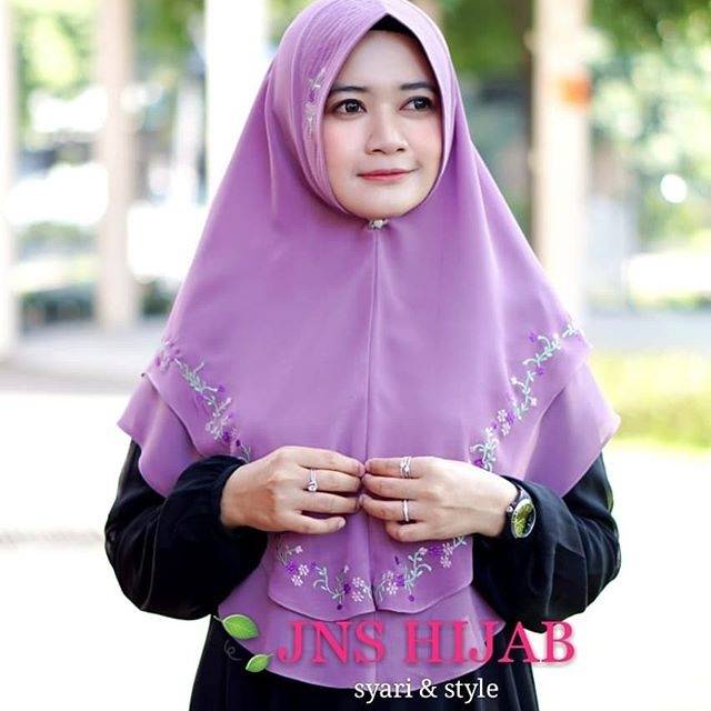 Khimar Zahra /Hijab Oval Standar Bordir/Jilbab Ceruty Bordir Premium/Hijab Bordir Mewah Ori JNS