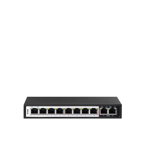 D-Link DES F1010P-E,Switch Hub 10 Port 10/100Mbps with 8 Port PoE and 2 Port Uplink