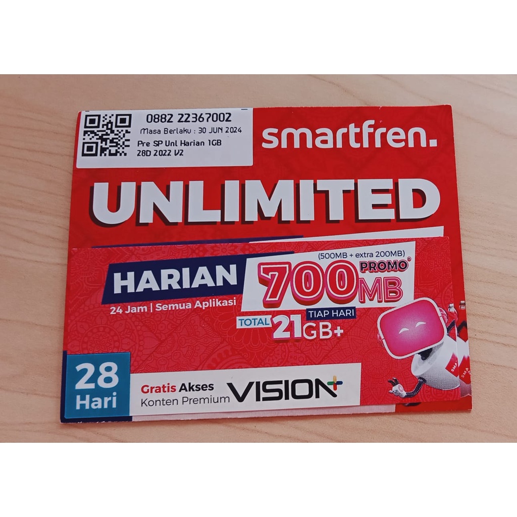 Kartu perdana smartfren unlimited 700mb/hari (28hari)