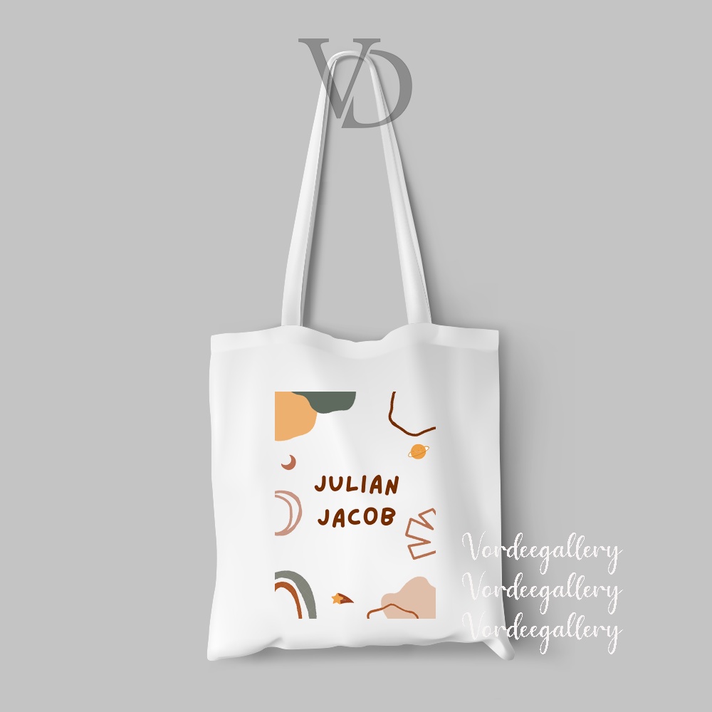 CUSTOM NAMA / TOTE BAG boy BAHAN KANVAS MOTIF nama / SOUVENIR WEDDING /  korean TOTE BAG / hadiah wedding / custom tote bag nama