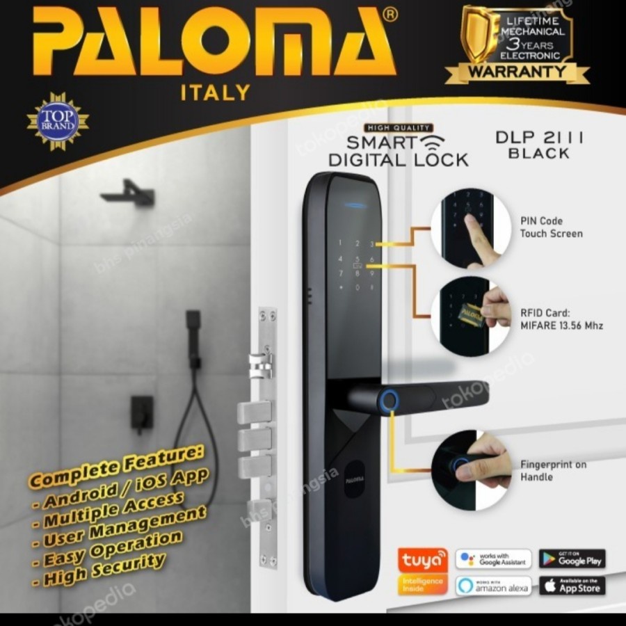 PALOMA DLP 2111 Digital Lock Smart Home Kunci Pintu Door Handle Black