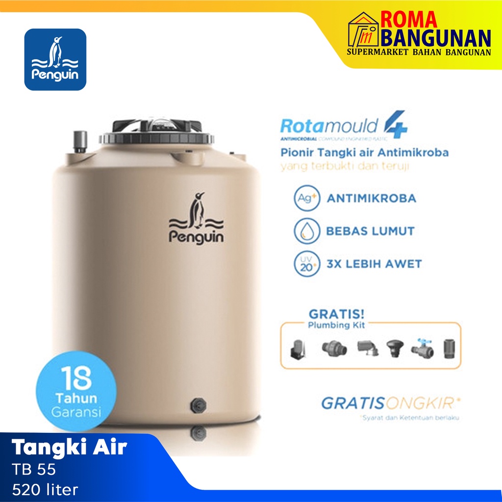 PenguinTangki Air / Toren Air / Tandon TB 55 / TB55 520 Liter - Biru