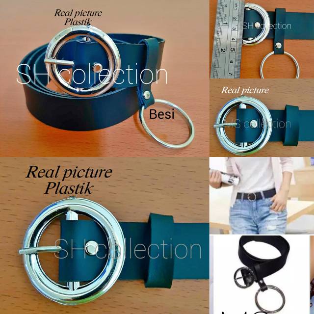 ikat pinggang ring bulat double ring belt korea