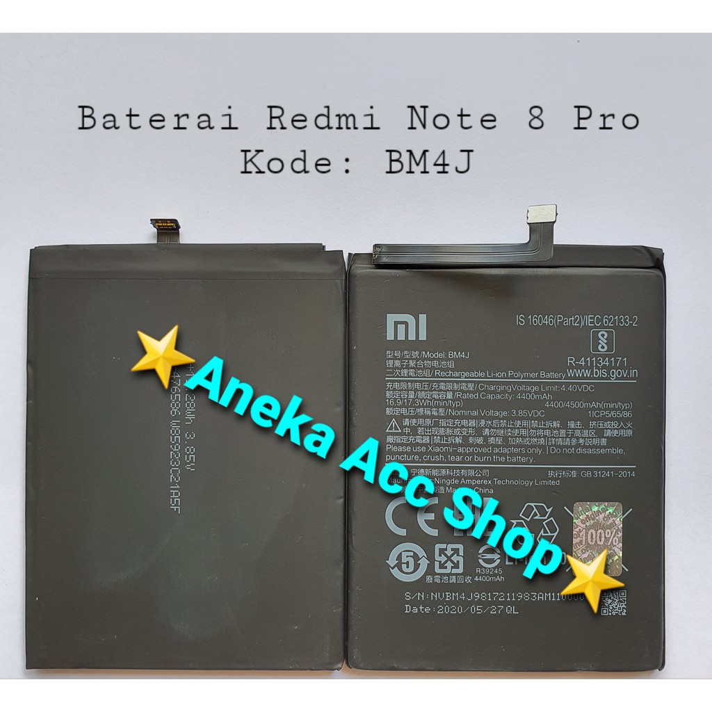 Baterai Original Xiaomi Redmi Note 8 pro BM4J Redmi Note 8Pro Batre