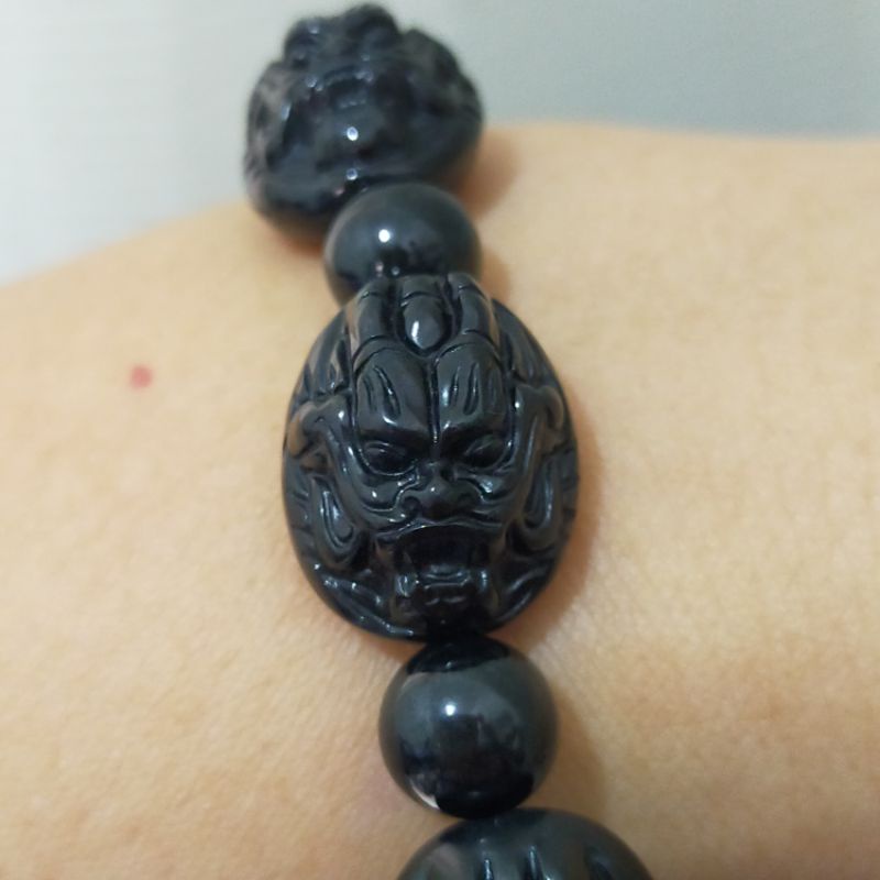 Gelang Giok Hitam NAGA Burma asli Jadeite jade type A / Mocui / black jadeite + sertifikat