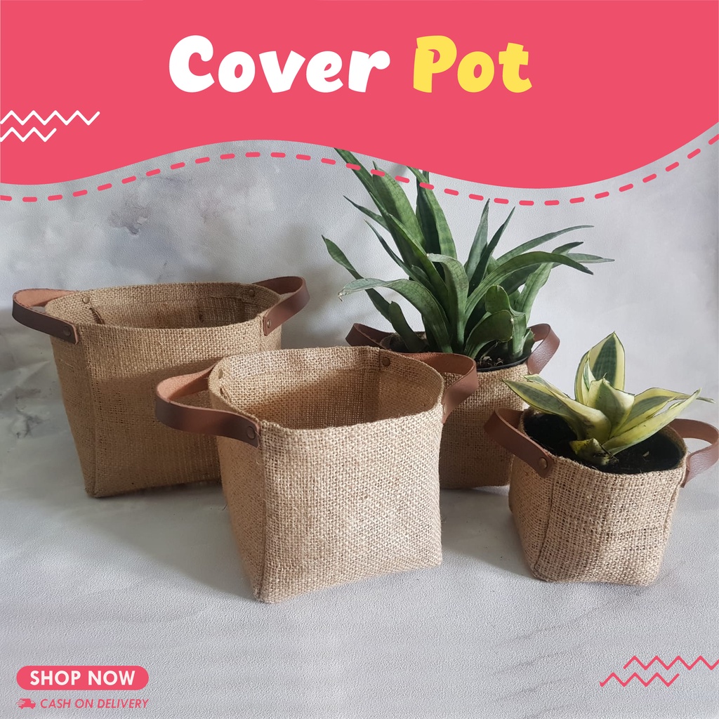 Tempat Pot | Keranjang Kain Goni | Cover Pot Tanaman Hampers | Keranjang Anyaman