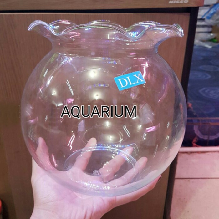 Toples Kaca Ikan Aquarium Bulat 4 Liter SHELLA Fish Bowl 4L Akuarium Undian