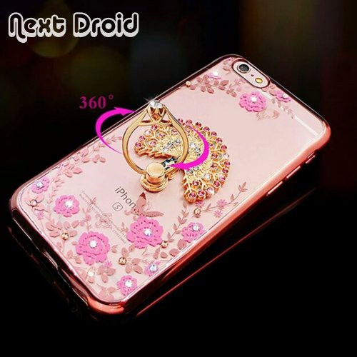 CASE FLOWER DIAMOND + RING HOLDER CASE HP Samsung,Oppo,Vivo,Xiaomi,Iphone Case Termurah