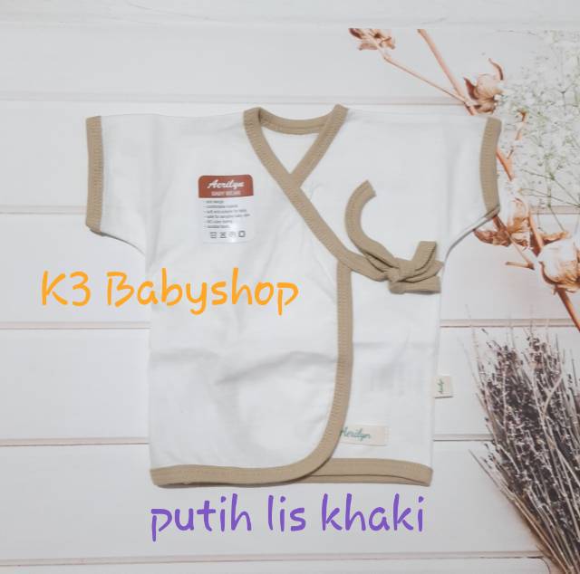 Aerilyn Kimono Pendek Baju Bayi tangan pendek usia newborn 0-3 bulan putih abu navy khaki SNI-3