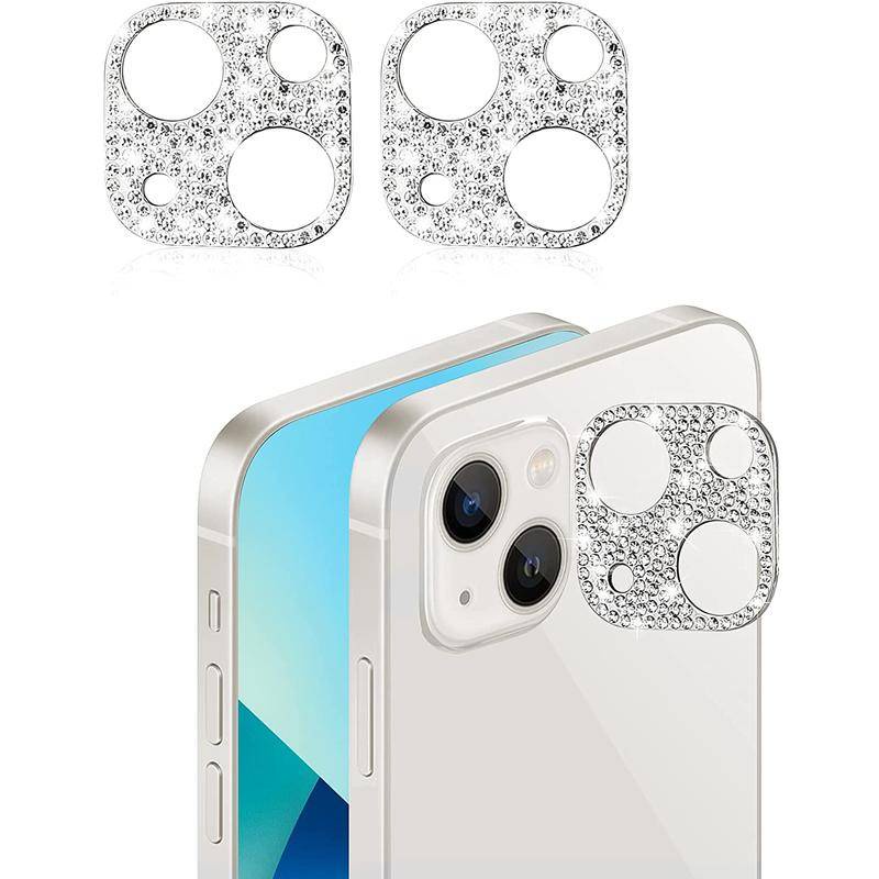 Case Pelindung Lensa Kamera Belakang 3D Aksen Berlian Bling Untuk iPhone 13 12 11 Pro MAX Mini