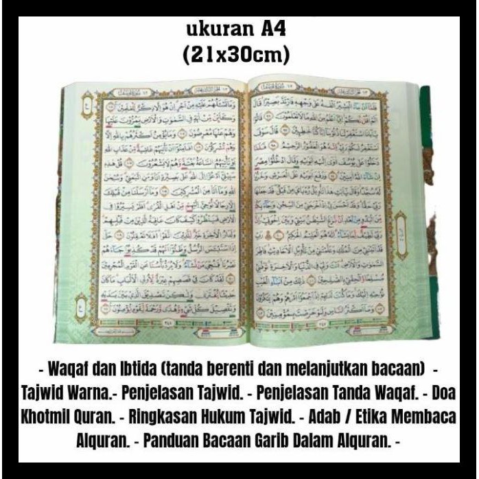Buku Religi/Buku Spiritual Al Quran Tajwid Waqaf Ibtida Mushaf Tadarus Ukuran A4-Cordoba