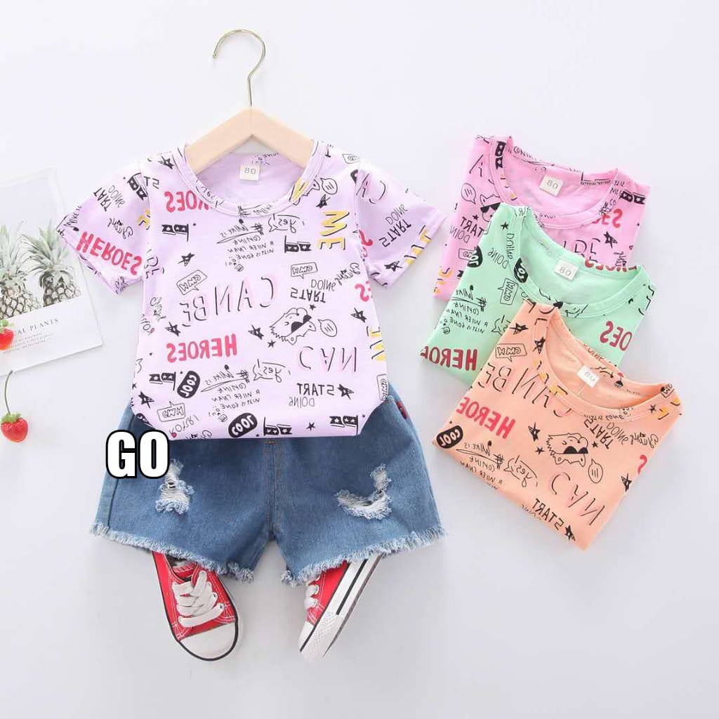 gos SET JEANS START UP 003 EBV Bayi Baju Anak Perempuan 1-4 tahun