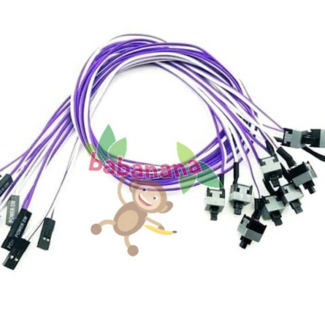 Kabel Front Panel Switch Power Reset Button untuk PC CPU Komputer Ungu