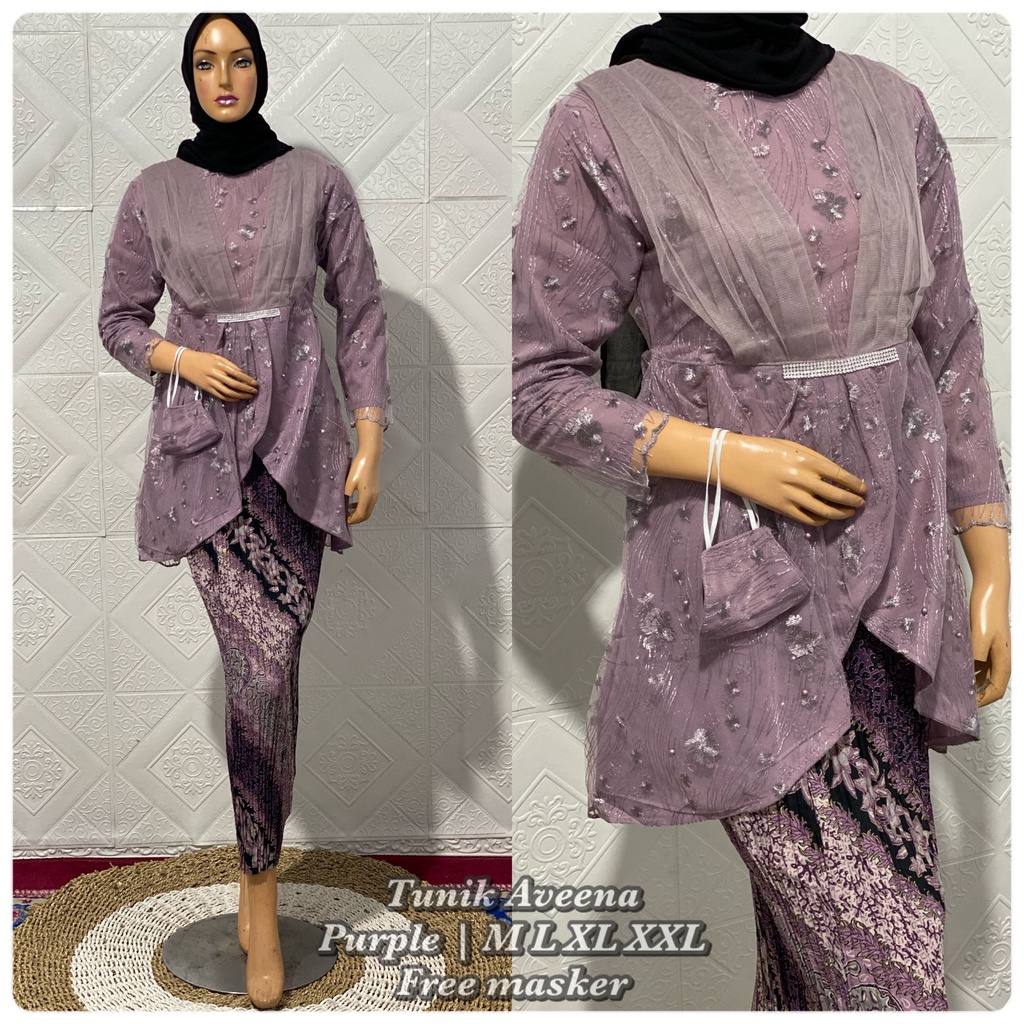 Permata Olshop / Tunik Brukat Aveena / Tunik Kebaya Modern / Kebaya Wisuda / Kebaya Lamaran Modern / Kebaya Kondangan / Kebaya Remaja