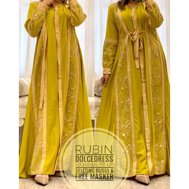 Daster Arab DOLCE RUBIN Gamis Rayon Maxi Dress Mewah Kekinian