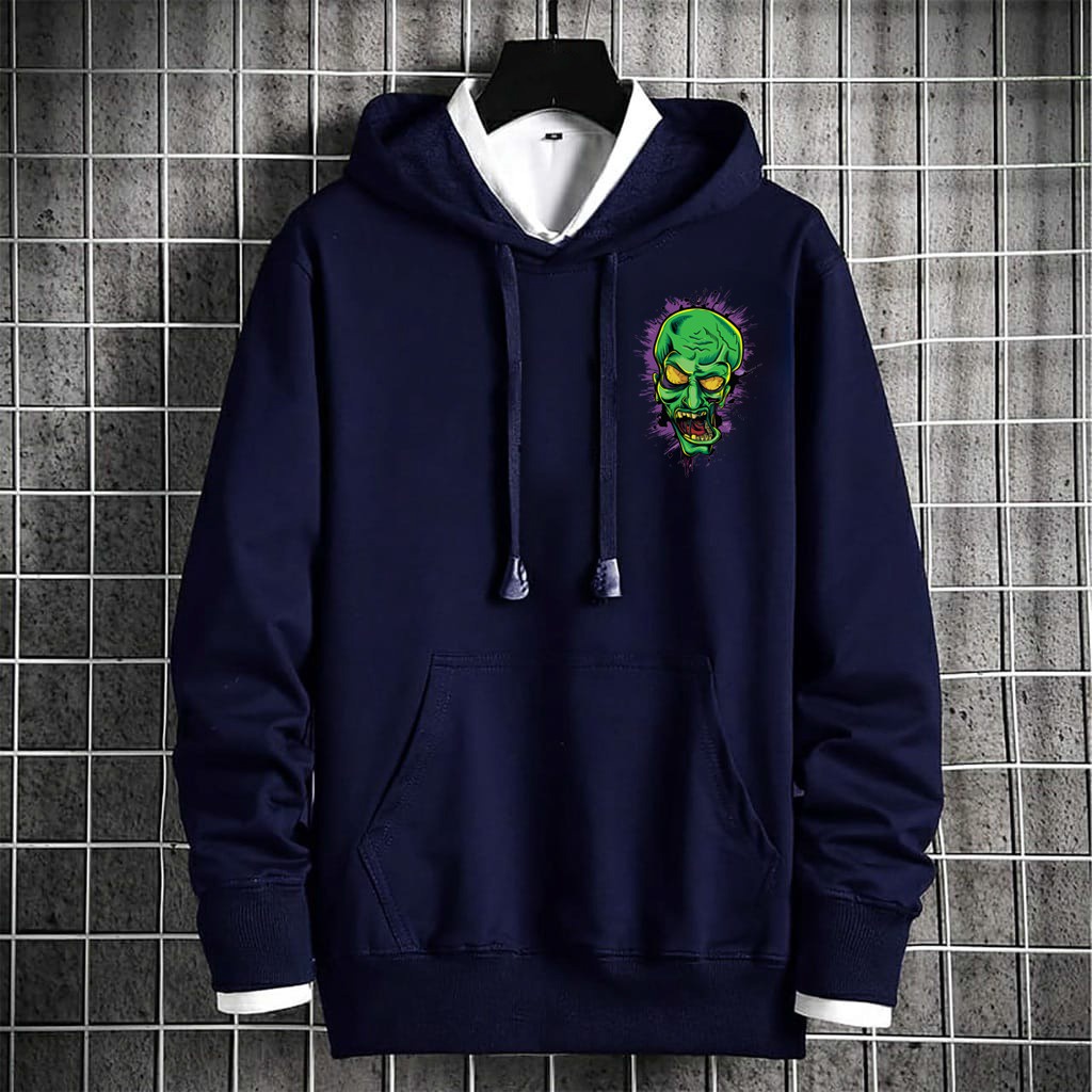 INDOSAN-SWEATER HOODIE GREEN ZOMBIE-HOODIE DISTRO BAHAN FLEECE MOTIF GAMBAR DTF PRINTING-REAL PICT-BISA COD