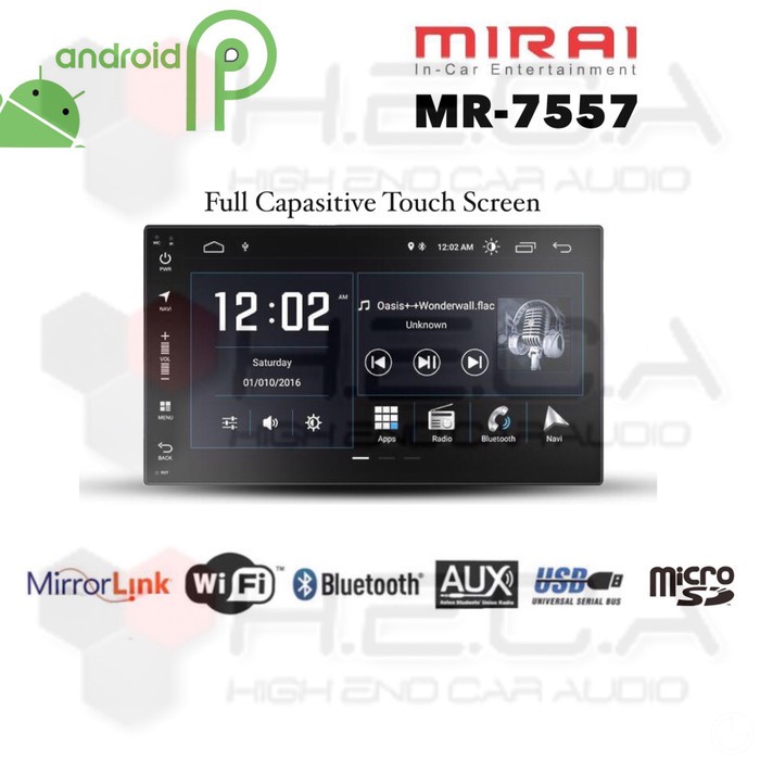 MIRAI MR-7557 Android 7-inch Head Unit Double Din Mirrorlink Tape 7 inci Audio Mobil