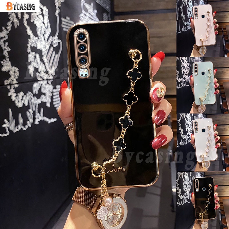 Soft Case Silikon Motif Daun Clover + Rantai Untuk VIVO Y12S Y12A Y20i Y20S Y15S Y15A Y21T Y33S Y21S Y11 Y12 Y15 Y17 Y91 Y91C S1 Y95