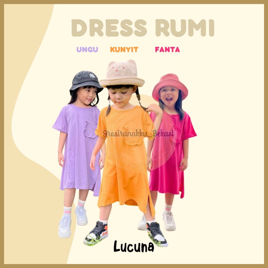 Dress Anak Oversize Lucuna Rumi Mix Warna Size 1-5tahun