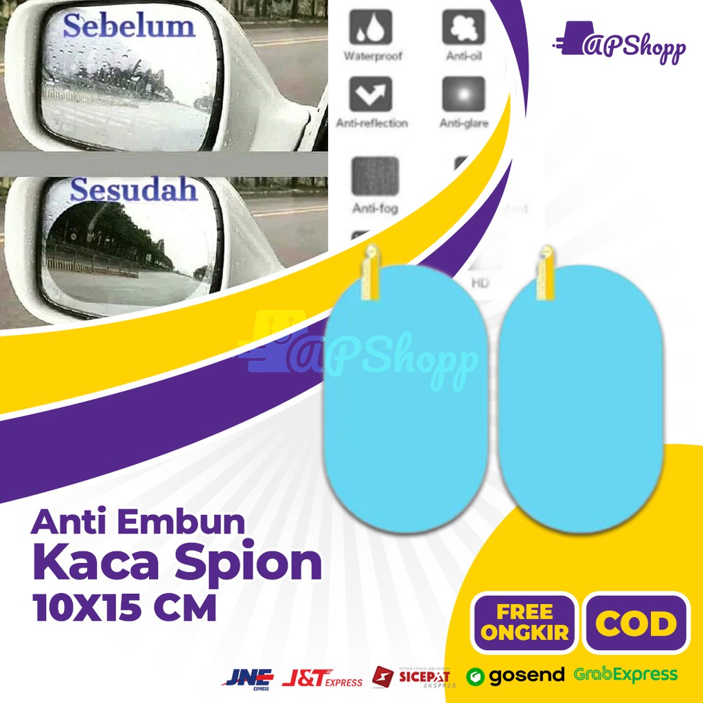 Anti Fog Kaca Spion Mobil Anti Embun Waterproof Anti Gores Car Protect Oval 10x15