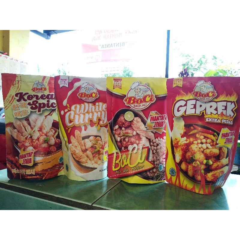 

Boci Baso Aci 4 pcs 4 Varian Rasa ( Original Pedas, Geprek Extra Pedas, white Curry, Korean spicy)