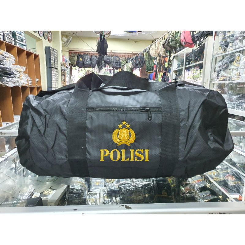 Tas Guling POLISI Hitam| Tas Duffel besar|Tas baju ukuran besar|Tas piknik besar | Tas Mudik