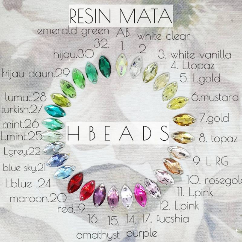 DRG208 | 1 gross RESIN Mata 9x18 mm noncangkang