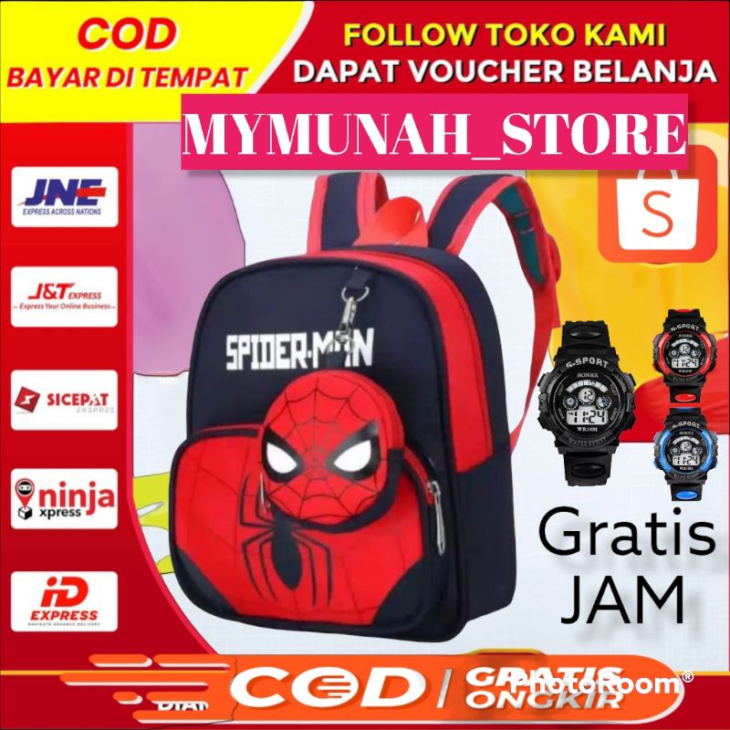 Spiderman/Tas sekolah TK SD Marvel Super Hero/GRATIS JAM IMPROT